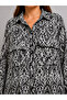 Plus Size Patterned Viscose Dress Black - 3