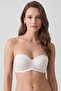 Egyptian Women's Double Ales Unpadded Lace Strapless Bra Black-Ecru - 2