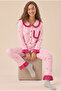 Women's French Modal Baby Collar Ruffled Chest Pocket Detailed Front Buttoned Pajama Set - 4