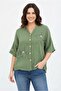 Cotton Muslin Star Appliqué Buttoned Women's Shirt 2111 - 2