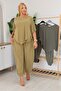 Plus Size Tencel Modal Fabric Set with Cape Blouse