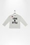 Girl's Ecru Love & Style Printed Long Sleeve Bodysuit - 2