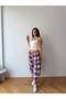 Women's Pink-Multi Lace-Up Plaid Patterned Premium Shalwar Trousers Frv0221-1