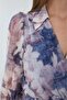 Chiffon Fabric Leaf Pattern Midi Dress - 3