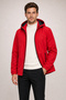 Men's Red Water-Resistant Windbreaker & Raincoat with Removable Hood and Zipper