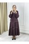4496 Muslin Fabric Tassel Detailed V-Neck Layered Dress - 7