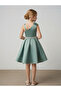 Girls' Evening Gown – Satin Dress with Bow, Stylish Dress for Special Occasions and Events with Pearl Belt - 3