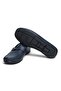 Navy Blue Color Laceless Genuine Leather Men's Shoes - 3