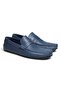 Dark Blue Floter Dark Blue Color Laceless Genuine Leather Men's Shoes