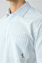 Short Sleeve Boxy Fit 3 Button Pockets Cotton Embroidered Striped Shirt - 3