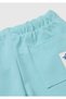 Boy's Water Green Bermuda Shorts with Logo Detail on Back Pocket and Slits on Sides - 3