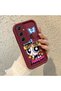 Samsung Galaxy A55 Compatible Case Camera Protective Cartoon Pattern Maroon Lover Couple Silicone Phone Case - 2