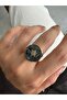 Gold Steel Anti-Tarnish Natural Stone Larvakite Ring - 3
