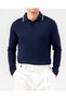 Italian Style Slim Fit Men's Polo Collar Long Sleeve Knitwear T-Shirt Navy Blue T20033-02 - 4