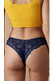 Women's Lace Front and Back Brazilian Panties Lycra Navy Blue Single - 4