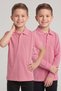 Boys' School Pink Long and Short Sleeve Polo Collar T-Shirt Beige Ribbed Waist Pants 3-Piece Set - 2