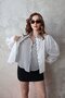 White Striped Garnished Oversized Shirt - 3