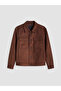 Ozmarka New Season Brown Regular Fit Shirt Collar Men's Suede Coat - 6