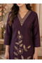 Purple Roman Silk Embroidered Three-Piece Suit - VVB9531 | Purple-Size:L-40-Inches - 3