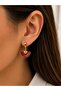 Red Fan Figure Steel Earrings