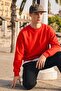 Men's Casual Crew Neck Red Basic Sweatshirt - 2