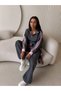 Half Zipper Striped Suit - 3