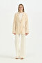 Single Button Detailed Linen Jacket - Cream