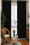 Black Velvet Rustic Velvety Fabric Curtain - 2