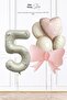 Pink Bow Ribbon Decorated 5 Year Old Balloon Bow Theme Birthday Balloon Set