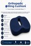 Orthopedic Seat Cushion – Memory Visco Foam Coccyx Support Pillow, Ergonomic Office and Car Seat Cushion for Long-Sitting