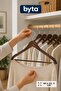 6-Piece Wood Look Clothes Hanger with Trouser Bar Durable Plastic Garment Hanger Brown - 2