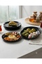 6-Piece Black Melamine Serving Plate Set - 25 cm Luxury Breakfast, Appetizer, and Dessert Plate - 2