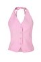 Pink Fitted Halter Neck Tencel Vest Twoss26Ye00039 - 5