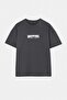 Anthracite Oversize/Wide Fit Tok Fabric Slogan Printed T-Shirt Tmnss26Ts00074 - 5