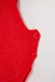 Red Crop Soft Textured Buttoned Knitwear Sweater Twoaw25Sv00013 - 7