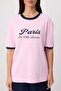 Pembe Slogan Oversize/Geniş Kalıp Düşük Kol Kısa Kollu %100 Pamuk Örme T-Shirt TWOSS26TS00193 - 3