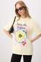 Açık Sarı Baskılı Oversize/Geniş Kalıp Kısa Kol Örme T-Shirt TWOSS26TS00335 - 4