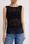Black Floral Regular Fit Boat Neck Tassel Lace Flexible Knitted Blouse Twoss26Bz00922 - 3