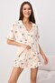 Teen Ecru Cat, Dog and Ribbon/Bow Patterned Viscose Woven Pajama Set Thmss26Pt00106 - 2