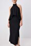 Siyah Dik Yaka Shift/Düz Kesim Maxi Örme Elbise TPRSS26EL00289 - 3