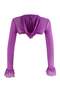 Mor Düz Regular Kapüşonlu Standart Kol Ekstra Crop Tül Örme Bluz TWOSS26BZ01077 - 11