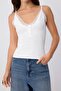 Ecru Plain Fitted V-Neck Thin Strap Sleeveless Lace Detailed Ribbed Stretch Knitted Blouse Twoss26Bz01001 - 3