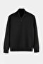 Black Regular/Normal Cut High-Neck Zippered Textured Sweatshirt Tmnaw27Sw00002 - 4