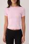 Pink Polka Dot Fitted Crew Neck Short Soft Knitted T-Shirt Twoss26Ts00311 - 3
