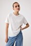 Ekru Düz Regular Bisiklet Yaka Standart Kol Kısa Tok %100 Pamuk Örme T-Shirt TWOSS26TS00318 - 2