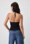 Black Plain Fitted Degaje Collar Sleeveless Accessory Detailed Stretchy Knitted Blouse Twoss26Bz01000 - 4