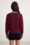 Bordo Renk Bloklu Polo Yaka Triko Kazak TWOAW26KZ00238 - 5