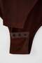 Brown Padded Double-Breasted Snap Closure Knitted Bodysuit Tbbaw23Cs00014 - 8