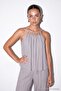Gri Örme İp Askılı Boncuk Yaka Detaylı Bluz Geniş Paça Pantolon TDRSS26AU00088 - 2