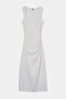 Ekru Bodycon Midi Büzgü Detaylı Yırtmaçlı Kare Yaka Örme Elbise TWOSS26EL01232 - 7